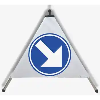 Panneau triangulaire pliable — DIRECTION OBLIGATOIRE À DROITE | EUSIGNAL
