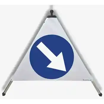 Ostrzegawcza piramida drogowa — NAKAZ JAZDY W PRAWO | EUSIGNAL
