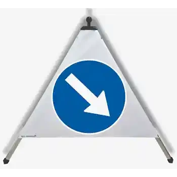Склопива саобраћајна пирамида — ОБАВЕЗАН СМЕР ЛЕВО | EUSIGNAL